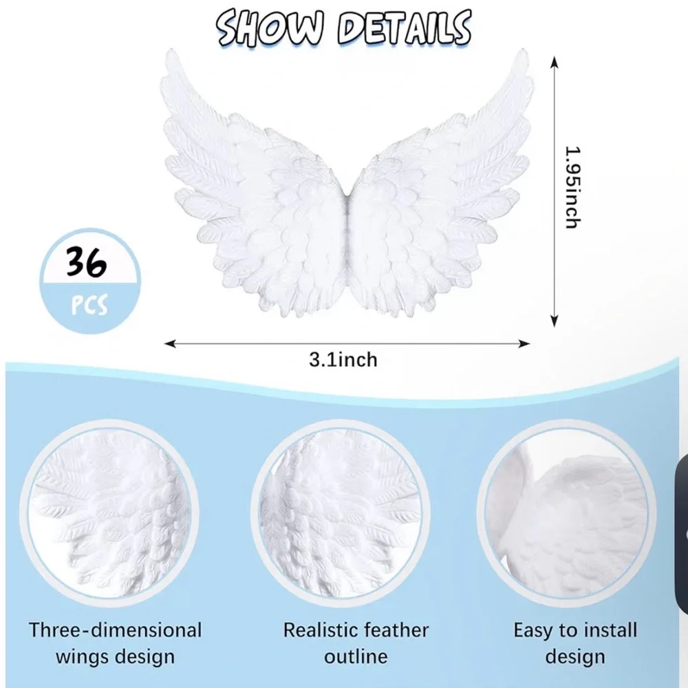 White Angel Wing Cake Toppers, ceiling hangers or ornaments